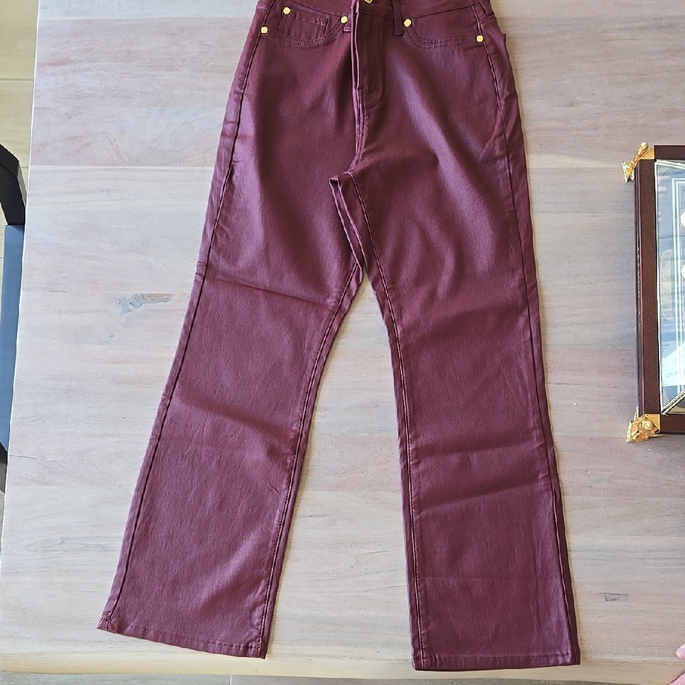 Burgundy Straight-Leg Pants